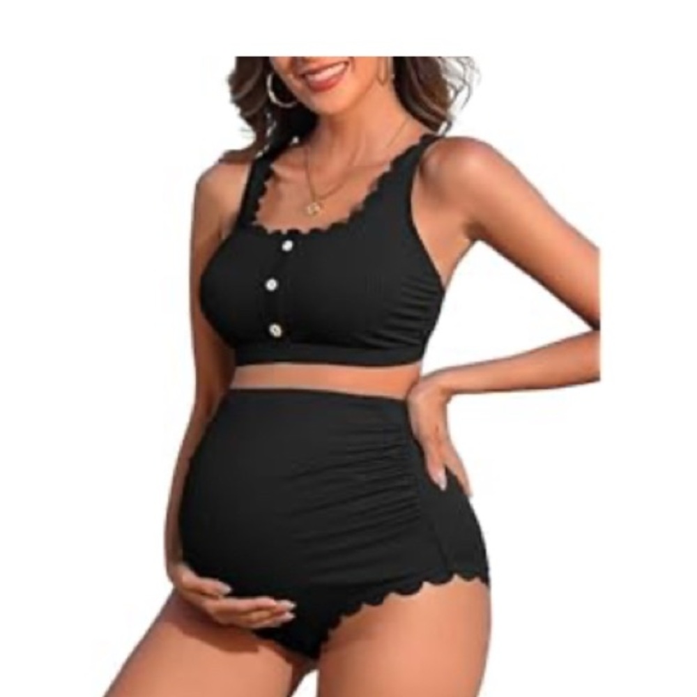 Black Maternity Bikini Set